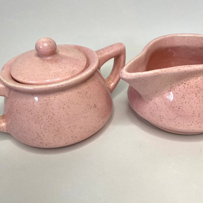 Vintage Pink Sugar and Creamer Set Vintage Kitchen Gift for Mom Milk