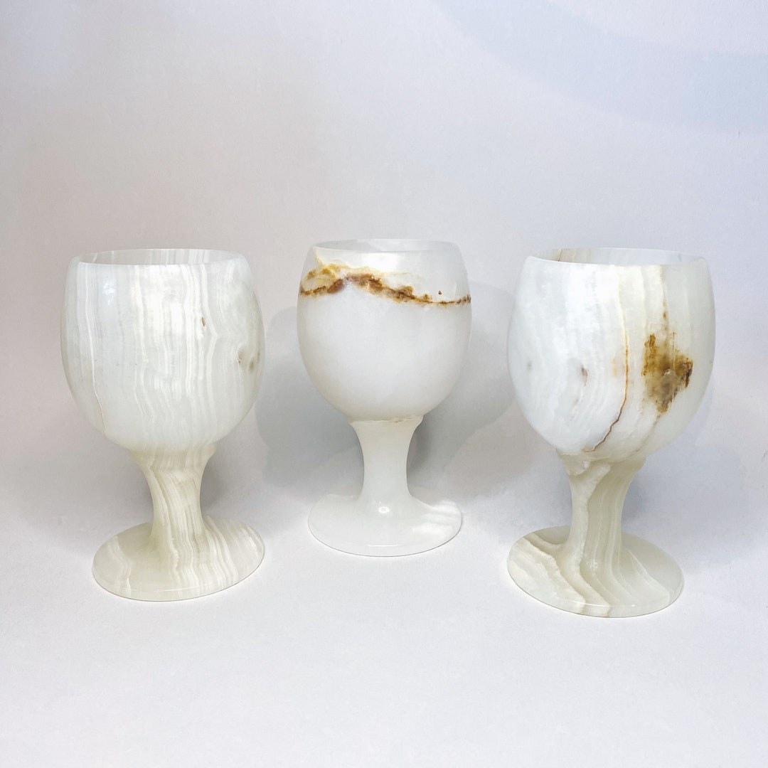 Vintage Stone Onyx Goblets Marbled Stone Glasses Etsy