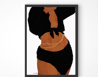 Black Woman Art Print | Afro Melanin Girl, Empowerment Wall Art