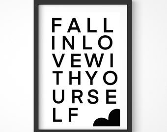 Fall In Love With Yourself Print | Minimalist Empowerment Art