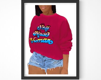 Self Made Woman Art Print | Empowering Black Woman Illustration