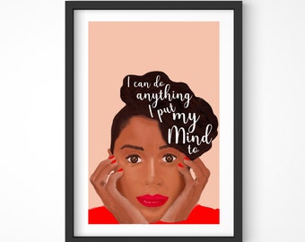 Lámina artística de empoderamiento / Retrato de mujer negra, papel de archivo