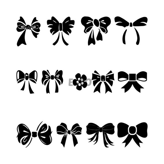 Cute Bow Outline SVG Bundle, Ribbon Bow Outline Svg, Bow Png, Bow Cut Files  Cricut Silhouette, Bow Clipart, Vector Bow Svg, Present Bow Svg 