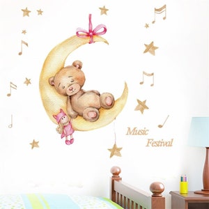 Teddy Bear Wall Sticker Art - Bedroom Decal for kids & babies