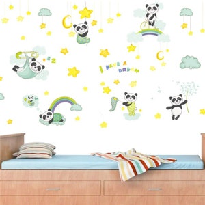 I Have a Dream - Cute Pandas Wall Sticker Art - Decals for kids