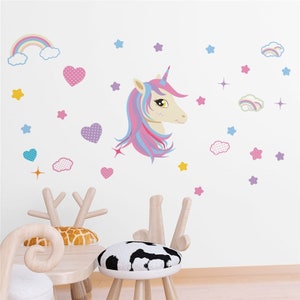 Pink Unicorn Wall Stickers - Wall Art & Decals for Kids Rooms and Children Nursery