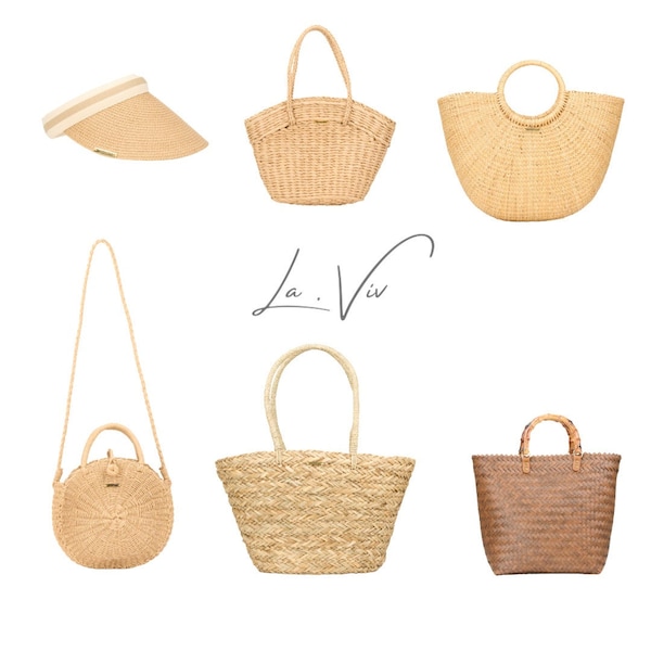 Handmade Straw Beach Bags and Visor