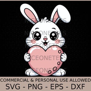 Kawaii Bunny With Heart Easter Egg Svg – Minimalist Cut File For Diy Crafts