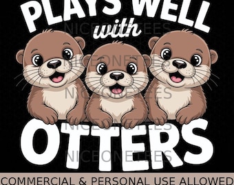 Lustige Otter-Kunst für Männer, Frauen, Kinder, Meerestier-Otter-Liebhaber (SVG, PNG)