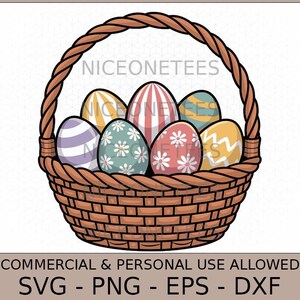 Easter Basket With Eggs Svg – Cute Cut File For Cricut & Silhouette