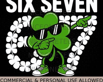 Día de San Patricio Niños Niños Trébol Dabbing Seis Siete 67 Svg Png