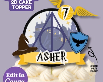 Potter Cake Topper, Birthday Harry Cake Topper, Wizard Potter Birthday Party Cake Topper, Magic Printable Cake Topper, Digital Cake Topper