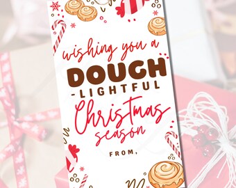 Cinnamon Roll Gift Tag, Dough Christmas Gift Tag, Cinnamon Roll Printable, Neighbor Friend Gift Idea, Christmas Gift Tag, Christmas Food Tag