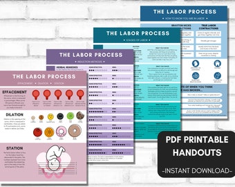 Labor Process BUNDLE- 4 Handouts on Effacement and Dilation, Induction Methods, Stages of Labor, and Signs of Labor | Birth Education