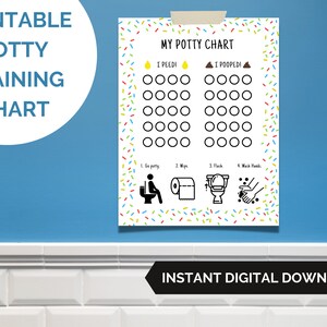 Printable Potty Training Chart | Potty Training Sticker Chart with Potty Procedure Instructions | Printable PDF