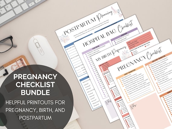 Pregnancy, Birth, and Postpartum BUNDLE | Pregnancy Planning Checklists | 2 Color Options | Printable PDF | Birth Plan | New Mom | Doula