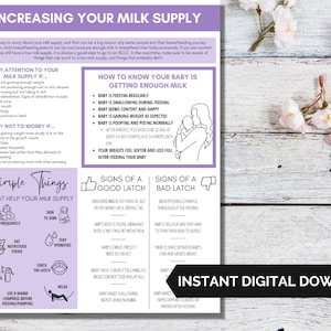 Increasing Your Milk Supply | Printable Handout | Breastfeeding | Pumping | Lactation