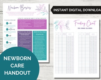Newborn Basics Handout | Fütterungstabelle | Druckbare PDF| Kümmere dich um dein neues Baby | New Mom Ressource