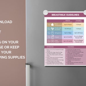 Breastmilk Storage Guidelines Printable Handout Digital Download
