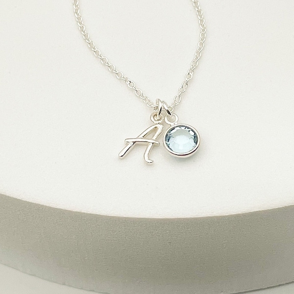 925 Sterling Silver Personalized Initial Letter Necklace - Birthstone Add On - Made in Vancouver - Free Shipping Canada