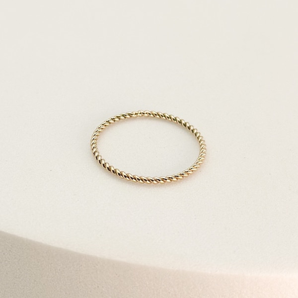 Gold Filled Twisted Stacking Ring - Dainty Gold Stacking Ring - Infinity Ring - Free Shipping Canada