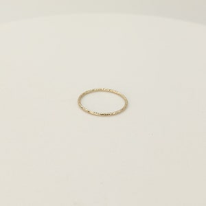 Gold Filled Hammered Stacking Ring - Dainty Gold Stacking Ring - Gold Sparkle Ring - Free Shipping Canada