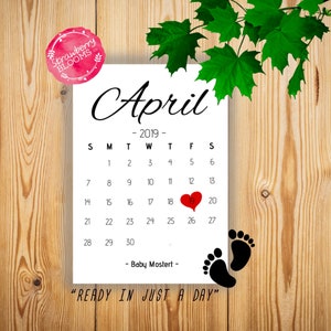 Calendrier d'annonce de grossesse personnalisé, date d'échéance de bébé imprimable, impression PDF haute résolution A4