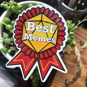 D20 Award Sticker "Beste Memes" TTRPG Vinyl Sticker