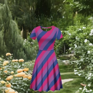Bisexual Pride Scoop Neck Ruffle Dress - Celebrate LGBTQ+ Identity with Stylish Women&#39;s Apparel