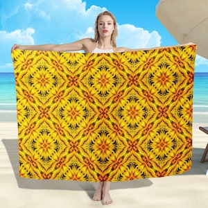 Vibrant Yellow Toghu Sarong: Traditional Northwestern Cameroon Scarf for Festive Occasions