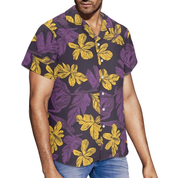 Chemise hawaïenne Laua'e jaune et violette