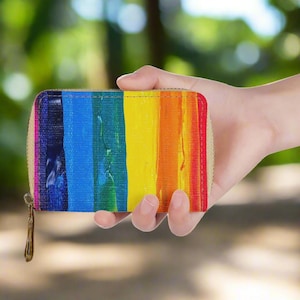 Porte-cartes en cuir PU arc-en-ciel vibrant - 20 emplacements, portefeuille étanche à glissière pour un rangement organisé