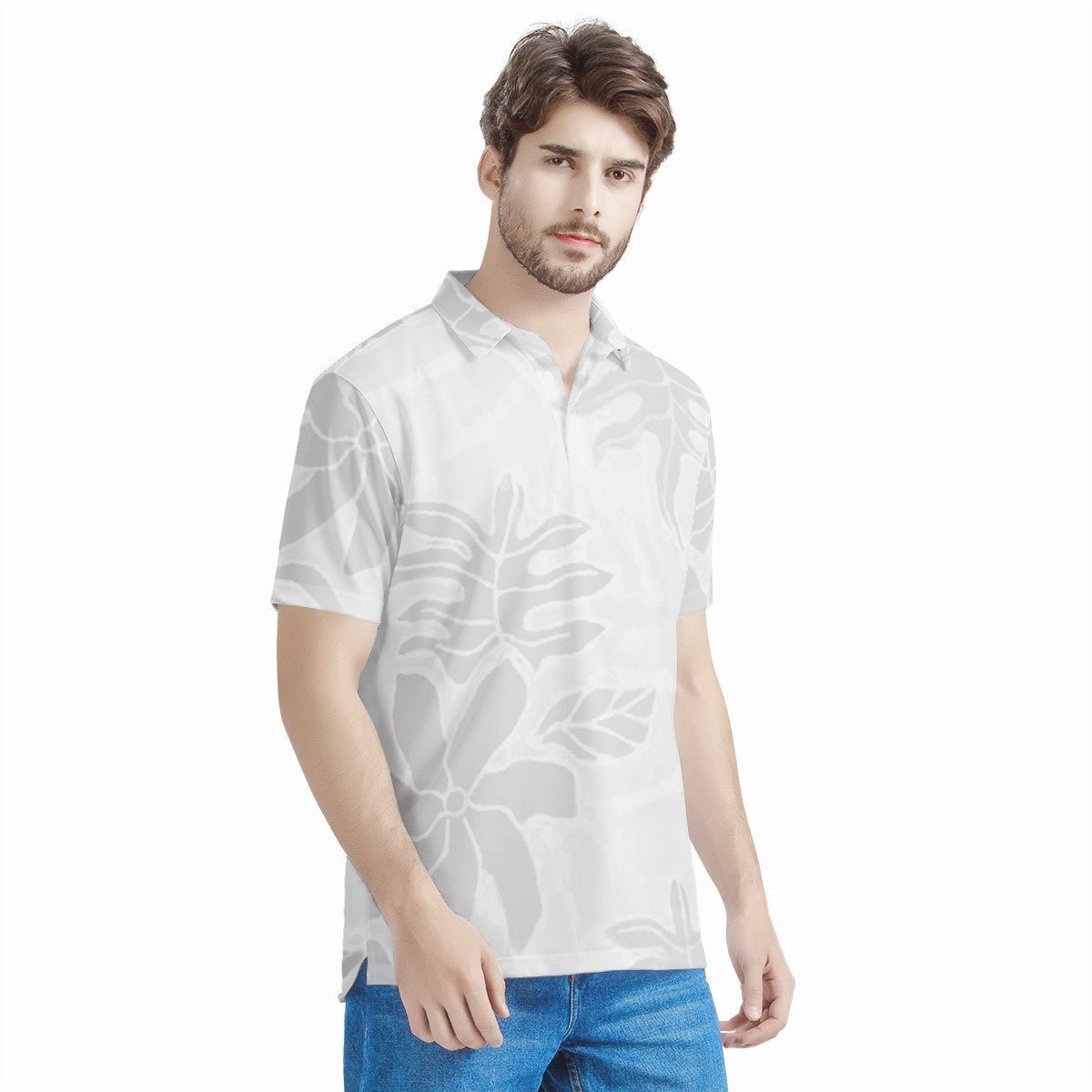 Discover Tropical Mix Passion White  Aloha Polo Shirt