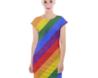 Rainbow Pride | Gay Pride | LGBTQ Pride | Cap Sleeve Bodycon Dress