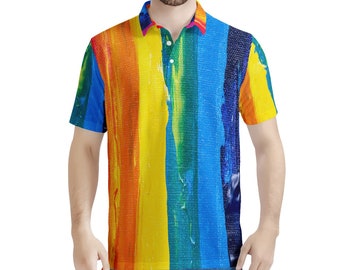 Rainbow Painting Men's Aloha Polo Shirt