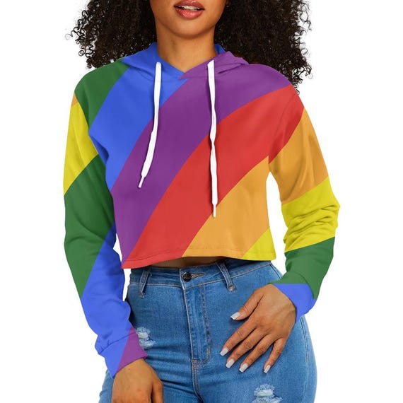 Felpa con pancia scoperta Rainbow Pride: top corto con pancia