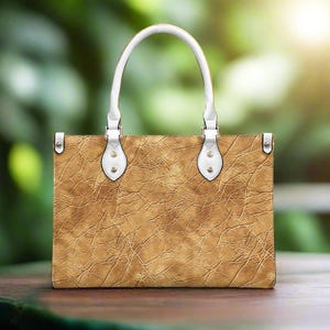 Elegante Amber Glow PU-Leder-Handtasche: Anspruchsvolle Twill-Umhängetasche mit verstellbarem Riemen und Blumendruck