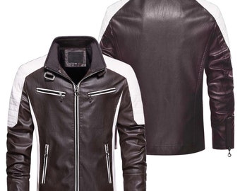 Leather Bomber, Dark Red, Black, Chocolate, Sizes S to 5 XL