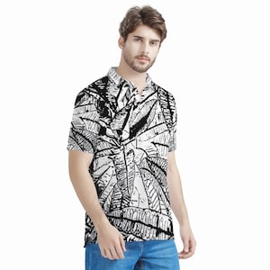 Black and White Croton Men&#39;s Polo Shirt