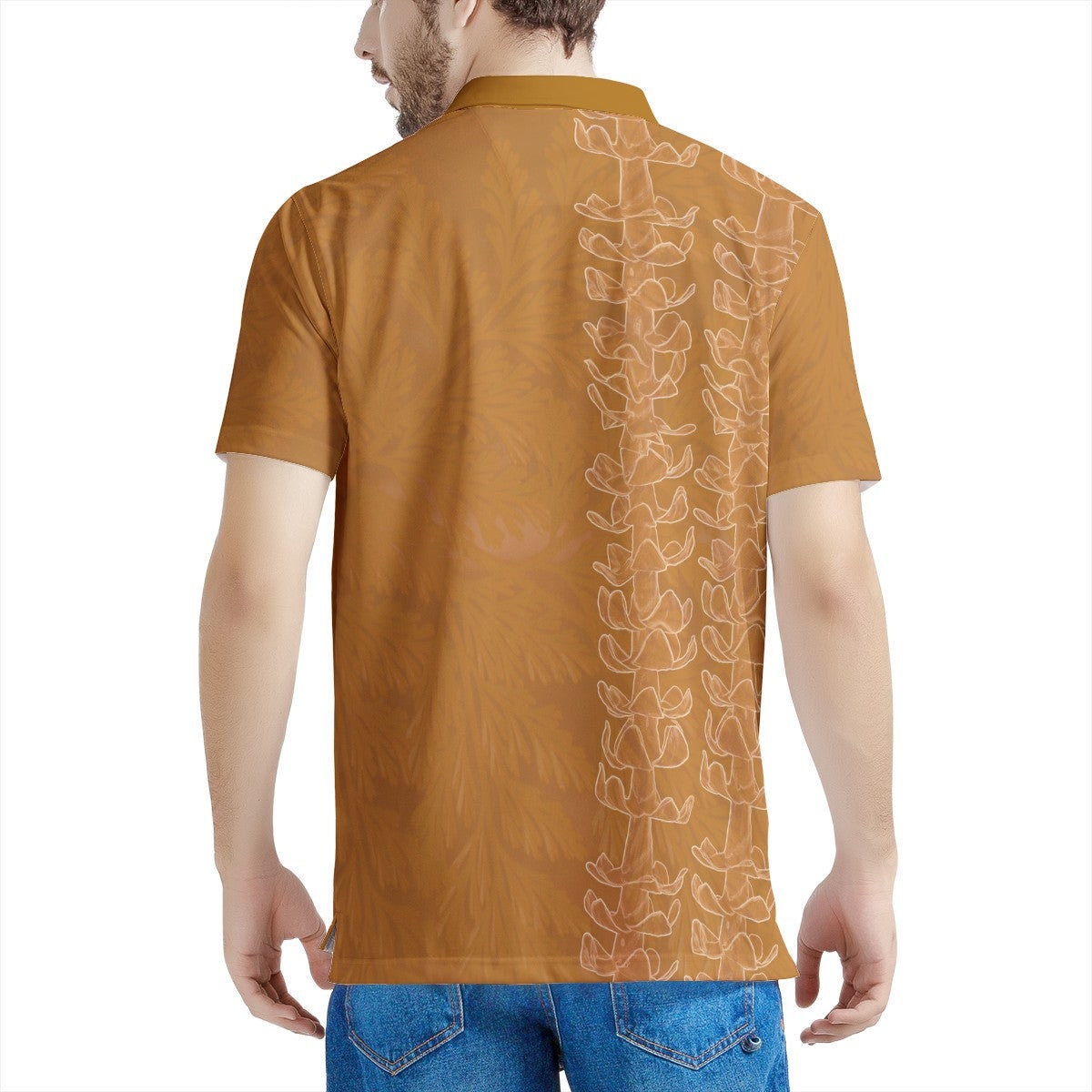 Mens Aloha Shirt l Hand Printed Black Maile Puakenikeni 018