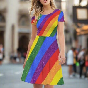 LGBTQ Rainbow Plus Size Women&#39;s Dress for Bisexual Pride Events