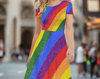 バイセクシャルプライドイベント向けLGBTQレインボープラスサイズレディースドレス