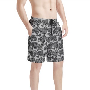 Herren Boardshorts mit Poker-Thema: Spaß-Strandkleidung für Kartenspiel-Enthusiasten