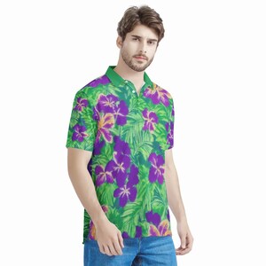 Men&#39;s Aloha Polo: Tropical Short-Sleeve Cotton Collared Shirt for Summer