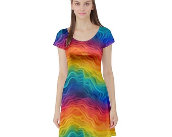 Lgbtq Rainbow Short Sleeve Skater Dress