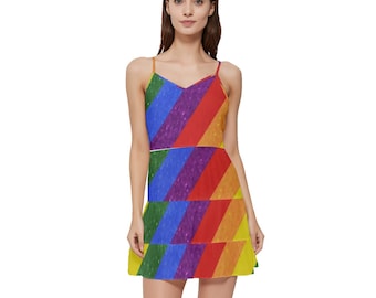 LGBTQ Stand out and show your support with Luxtrini's Short Frill Dress - Rainbow Pride!