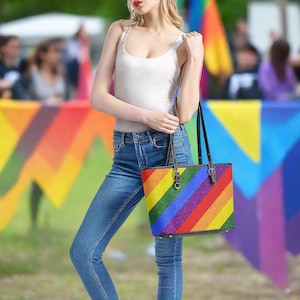 LGBT Pride Motif Leather Tote Bags
