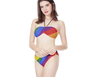 LGBT Pride Motif Women's Bandeau Bikini Swimsuit