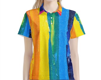 Rainbow Painting Women’s Aloha Polo Shirt