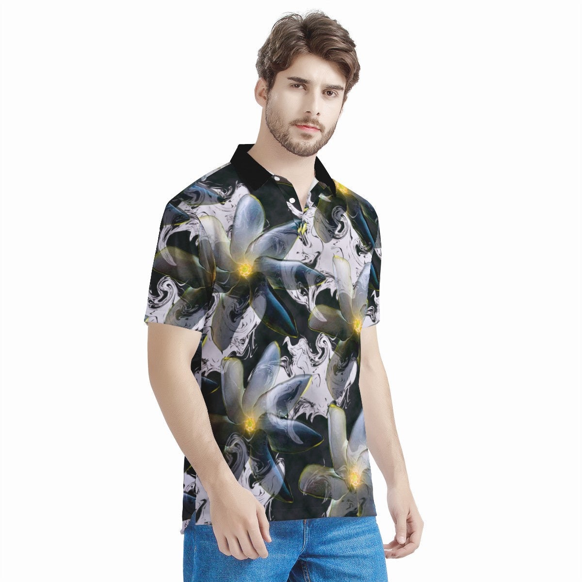 Discover Tiare at Night  Aloha Polo Shirt